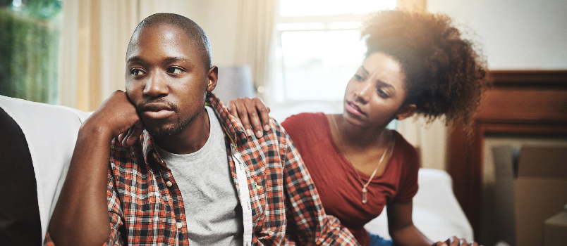 Woman trying to convince his husband after a fight