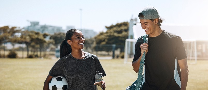 Soccer player team player walking after match