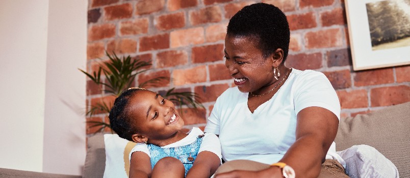 Mother and daughter talking to each other