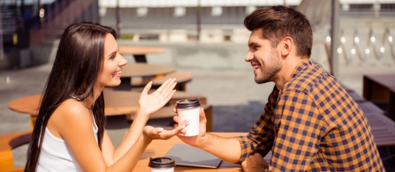 Young couple having coffee