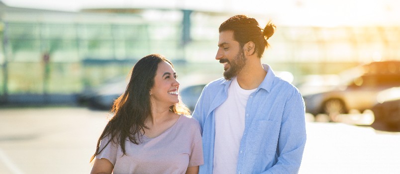 Happy couple doing shopping