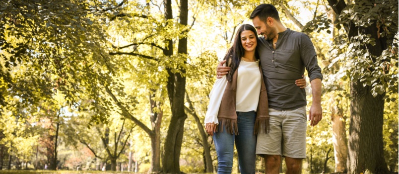 Young couple enjoying in park