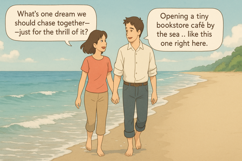 Beach walk at sunset