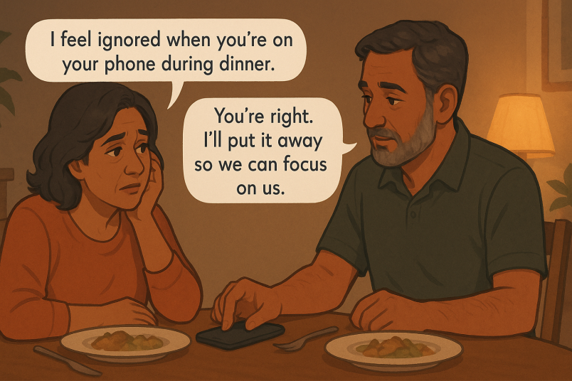 Couple communiquant calmement