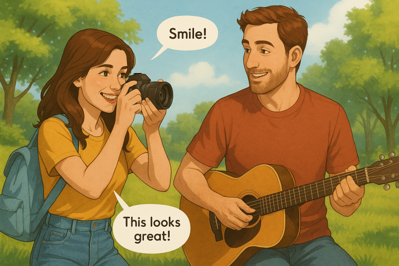 Couple enjoying in park