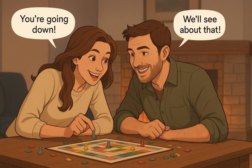 Couple playing board games
