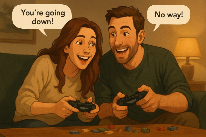 Couple playing video games