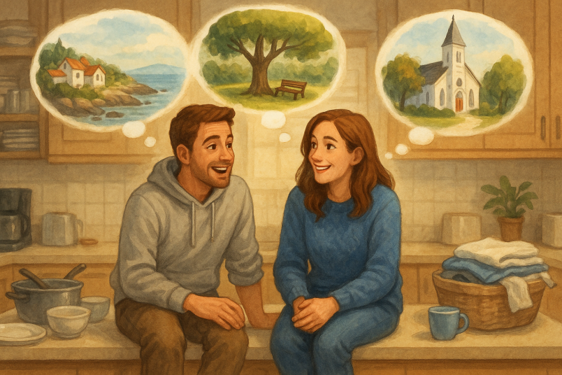 Couple remembering fun times