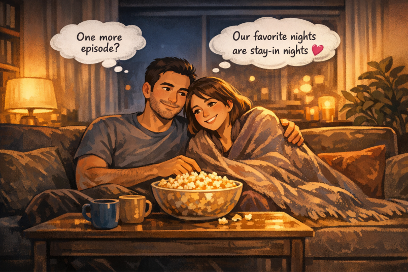 Couple watching TV together