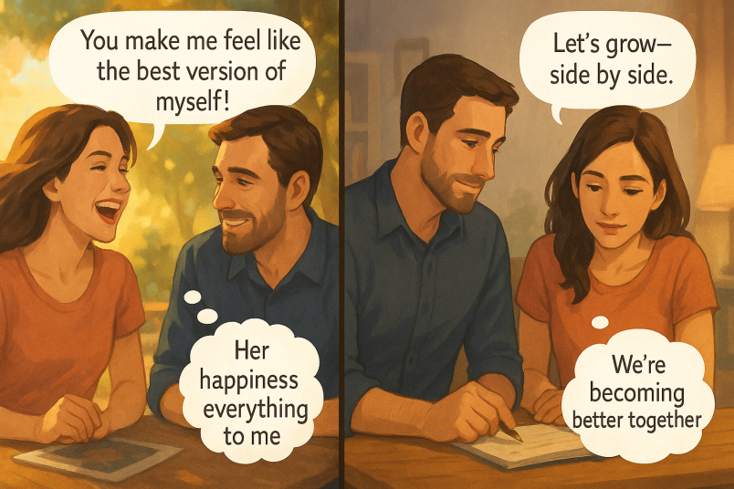 Happy couple growing together