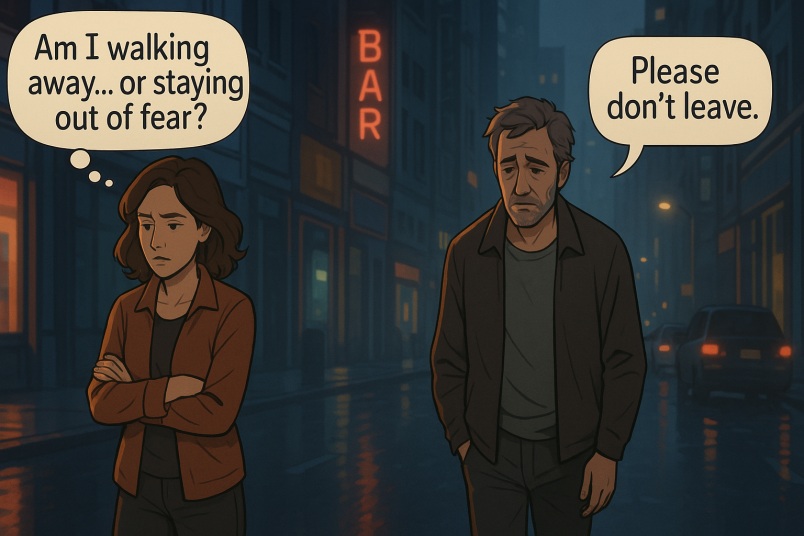 Man and woman unhappy