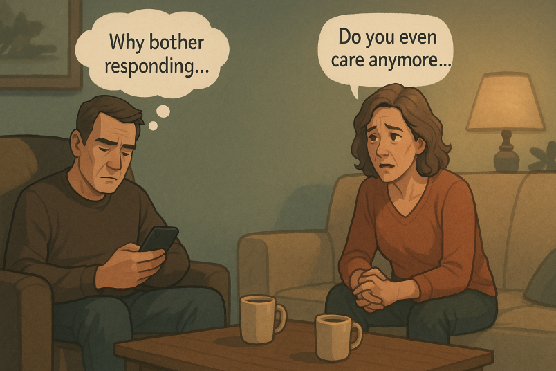 Man not responding to woman