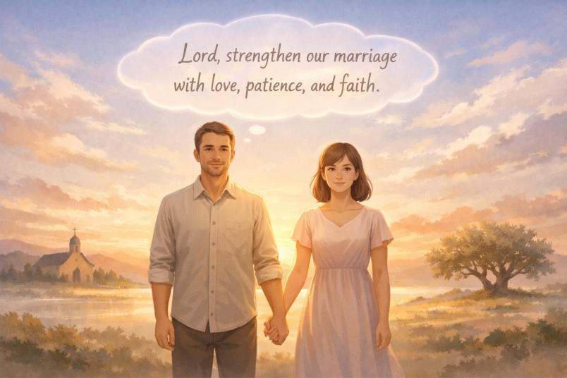 Praying married couple