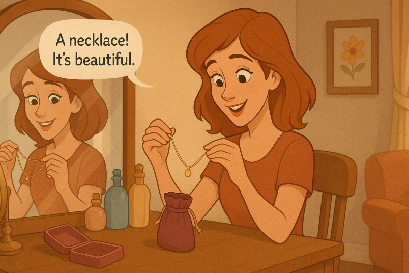 Wife receives gift jewelry