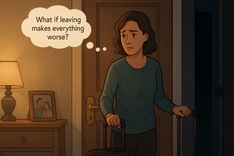 Woman thinking of leaving