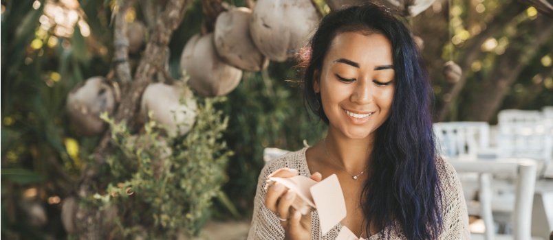 Woman reading tarot card