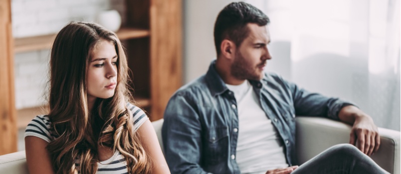 Husband and wife upset from each other