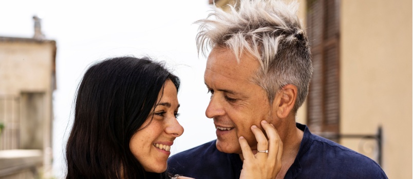 Couple sharing happy moments together