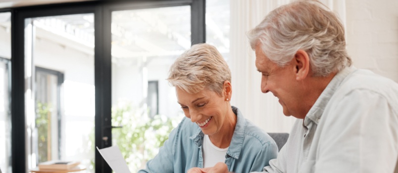 Old couple planning their retirement