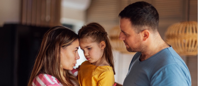 Parents trying to convince their daughter