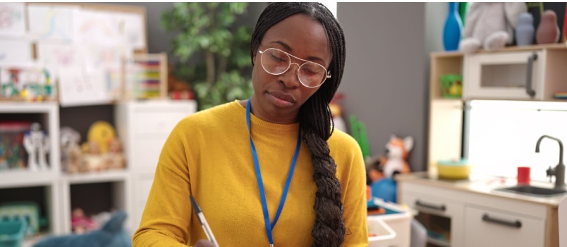 Woman writing something