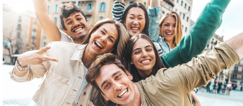 Group of friends having fun