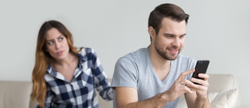 Wife is irritated over her husband's obsession with his phone