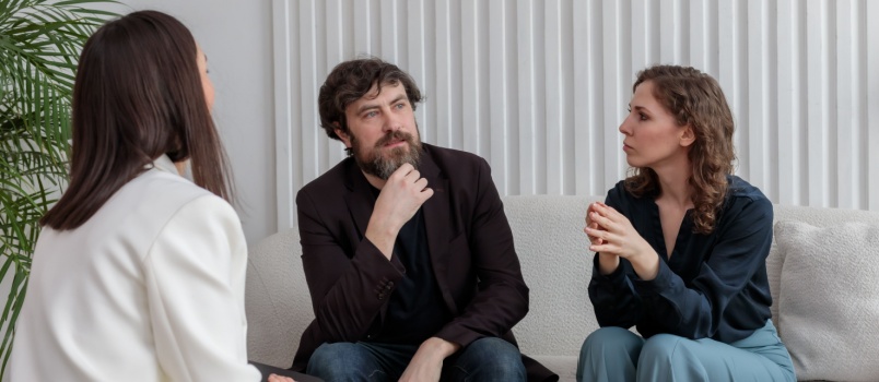 Couple thinking about the solutions provided by the counselor