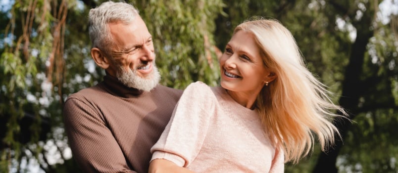 Elderly couple showcasing their love