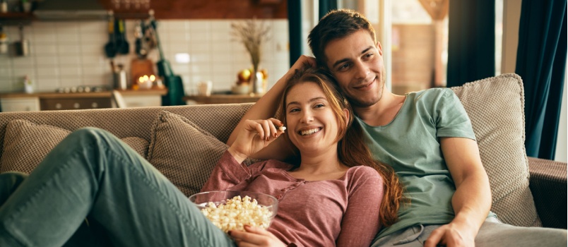 Couple relaxing at home