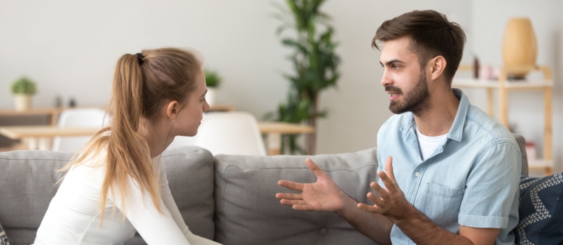 Couple discussing things together