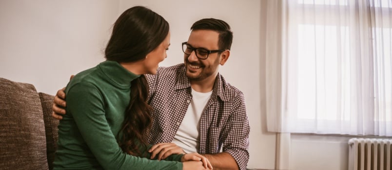 Happy couple having some good conversation