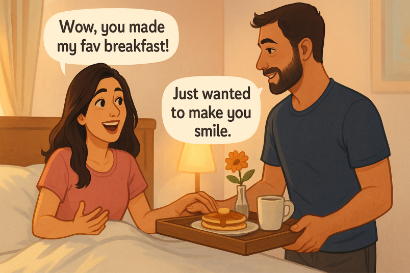 Momento sorpresa en el desayuno