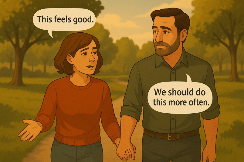 Couple taking walk
