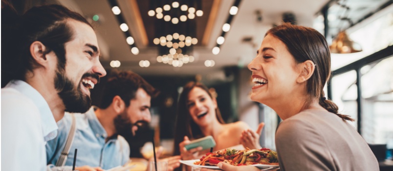 Group of friend having breakfast