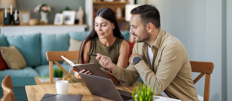 Couple calculating finance