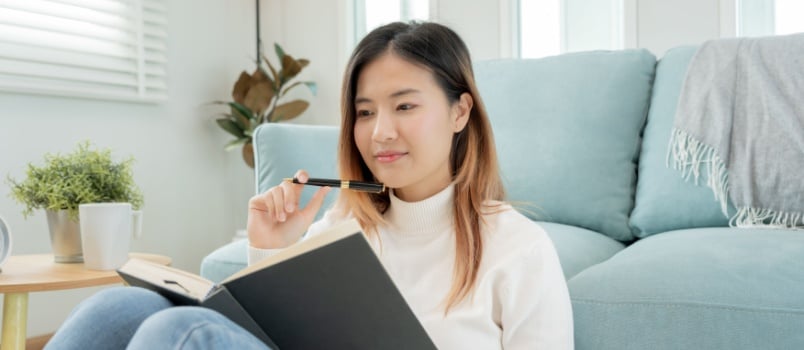 Woman reading books