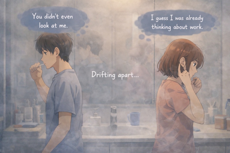 Couple drifting apart