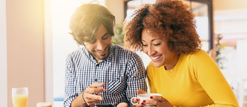 Couple having coffee