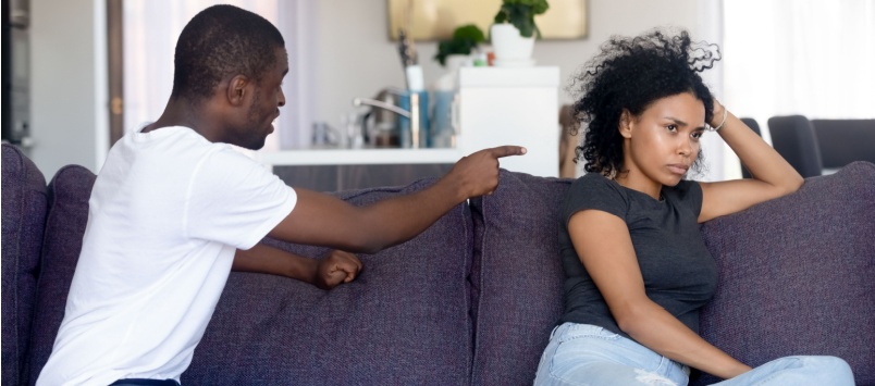 Angry spouse ignoring partner