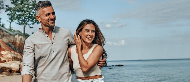 Beautiful couple walking