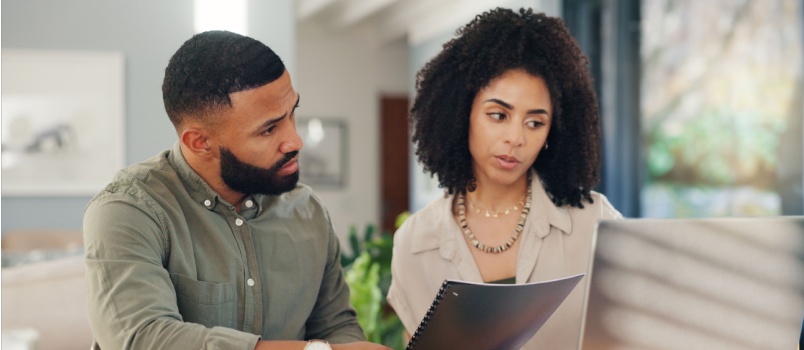 Couple doing paperwork