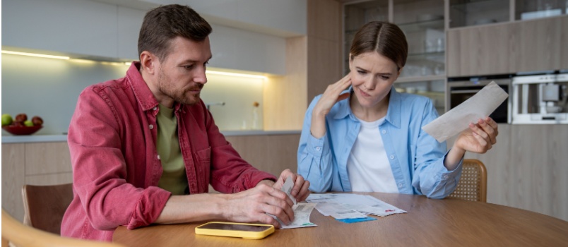 Worried husband and wife