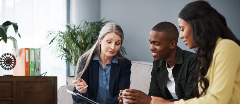 Couple checking documents