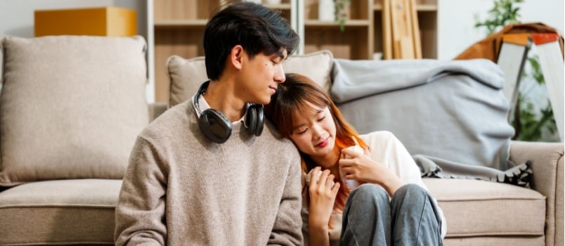 Couple listening to music