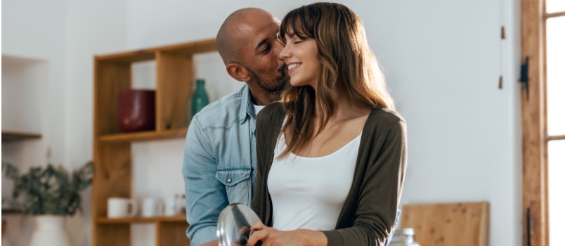 Couple cooking together
