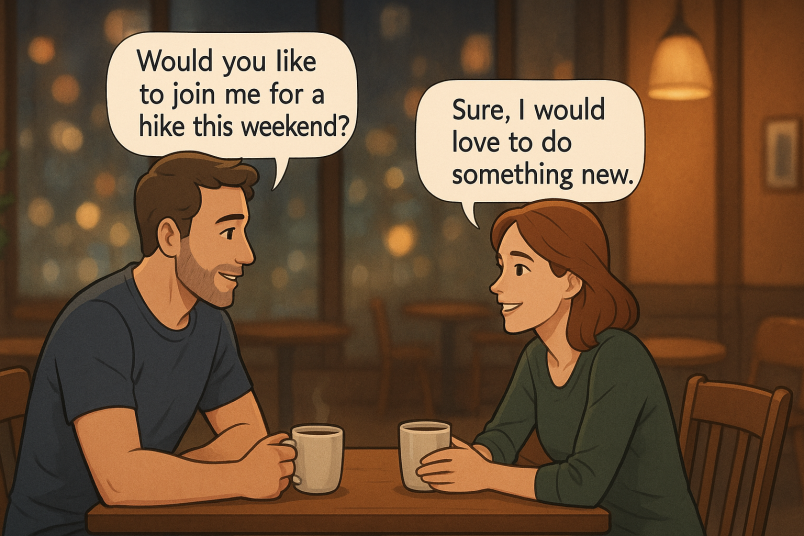 Man and woman meeting over coffee