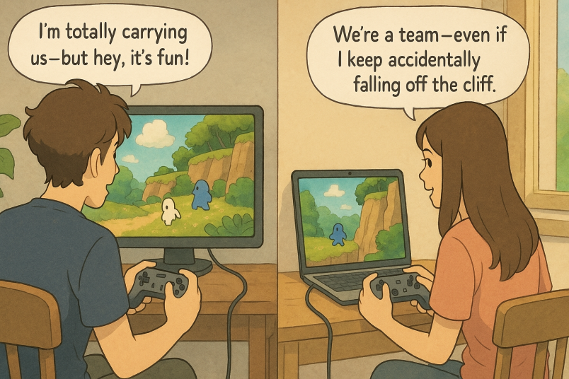 Playing online game together