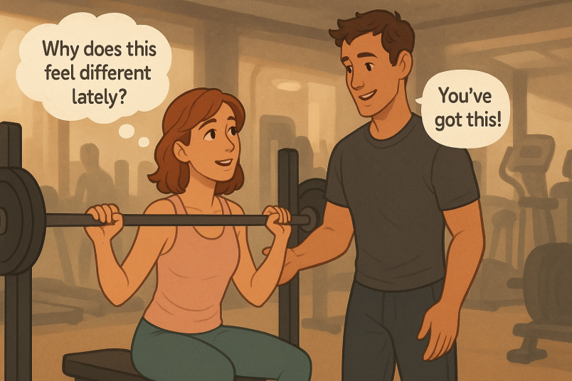 man and woman working out together