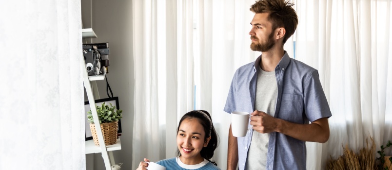 Young couple having coffee